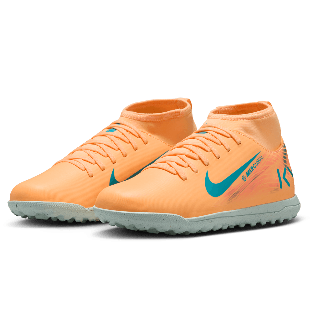 Nike Jr Mercurial Superfly 10 KM Mbappe Club TF Turf Shoes - Melon Tint/Igloo/Neo Turquoise