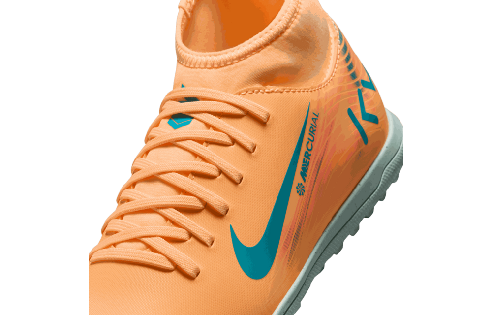 Nike Jr Mercurial Superfly 10 KM Mbappe Club TF Turf Shoes - Melon Tint/Igloo/Neo Turquoise