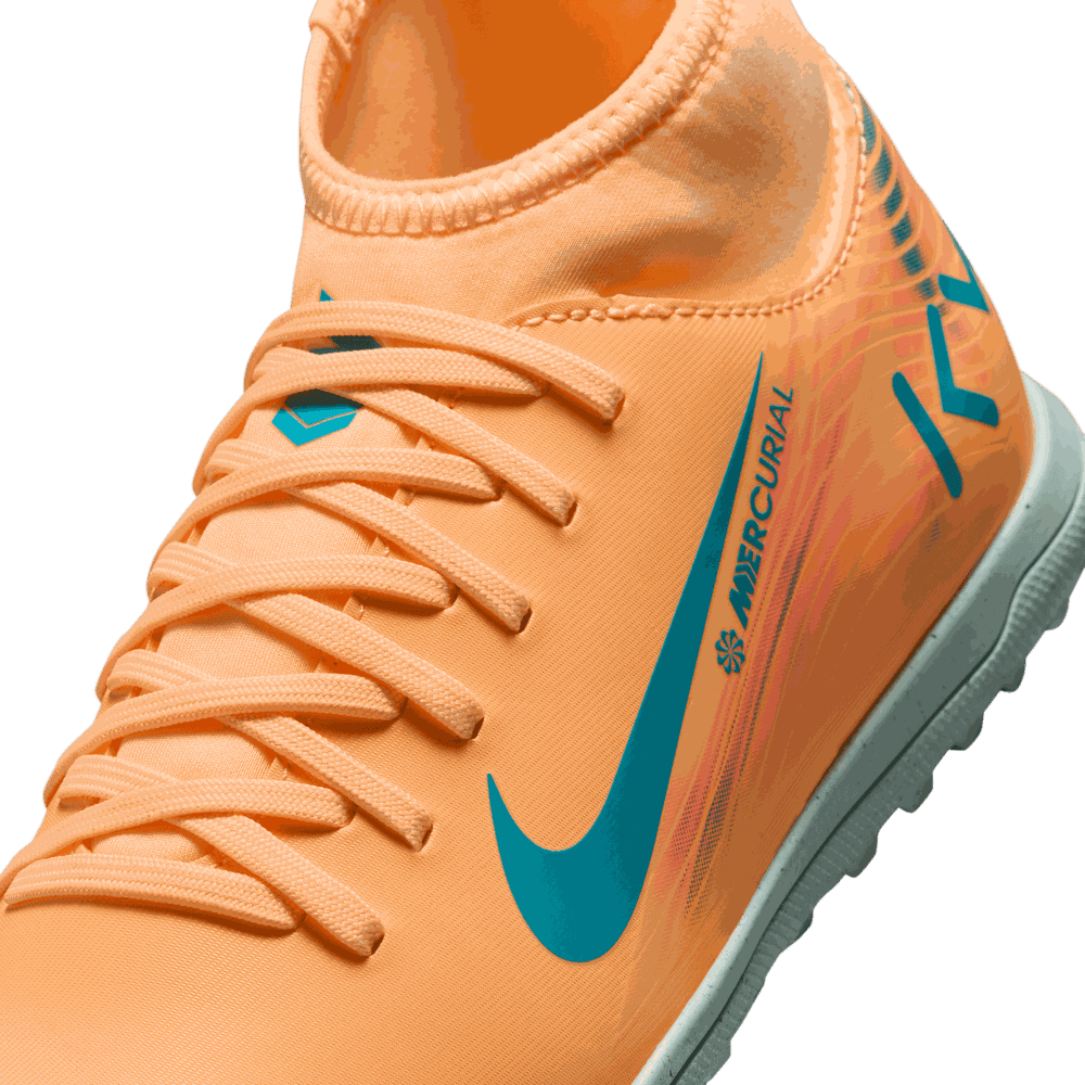 Nike Jr Mercurial Superfly 10 KM Mbappe Club TF Turf Shoes - Melon Tint/Igloo/Neo Turquoise