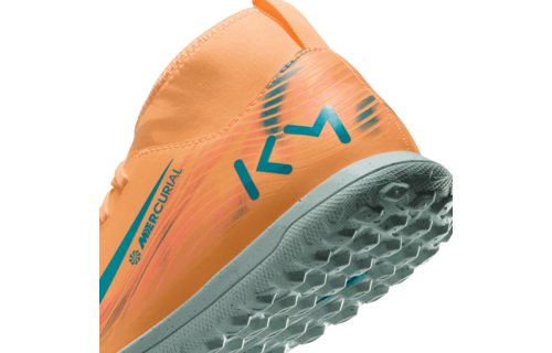 Nike Jr Mercurial Superfly 10 KM Mbappe Club TF Turf Shoes - Melon Tint/Igloo/Neo Turquoise