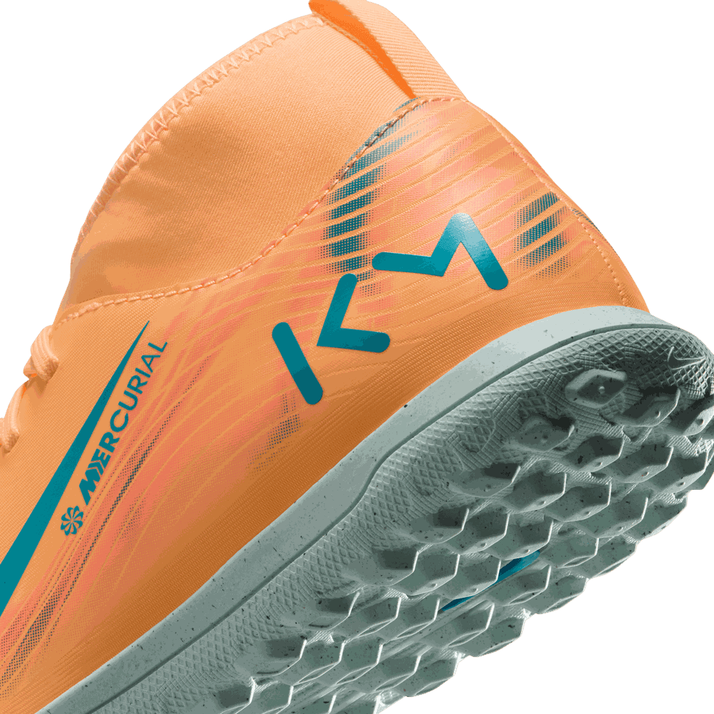 Nike Jr Mercurial Superfly 10 KM Mbappe Club TF Turf Shoes - Melon Tint/Igloo/Neo Turquoise