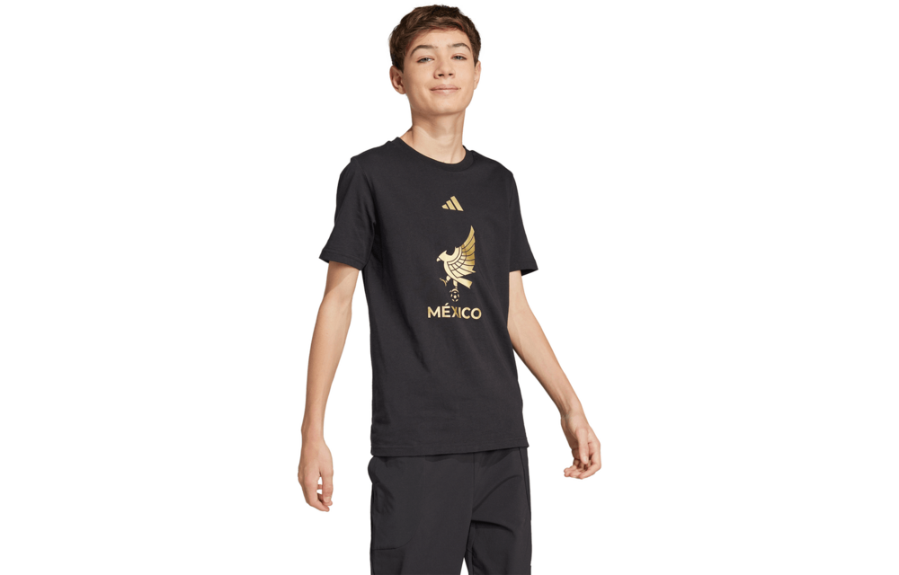 adidas Youth Mexico 2025 De Oro Fan SS Tee Shirt - Black/Gold