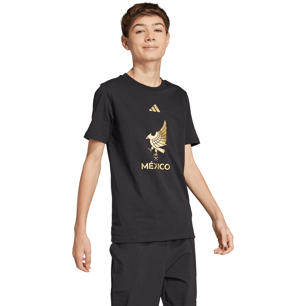 adidas Youth Mexico 2025 De Oro Fan SS Tee Shirt - Black/Gold