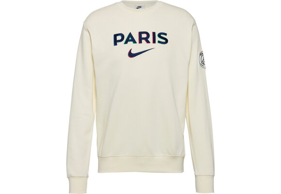 Nike PSG Paris Saint German 2025 - 26 Crewneck Fleece Sweatshirt - Coconut Milk/Midnight Navy