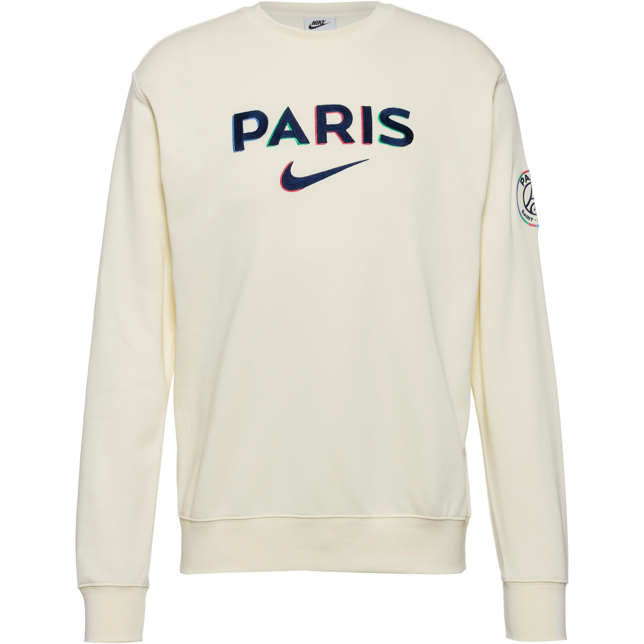 Nike PSG Paris Saint German 2025 - 26 Crewneck Fleece Sweatshirt - Coconut Milk/Midnight Navy