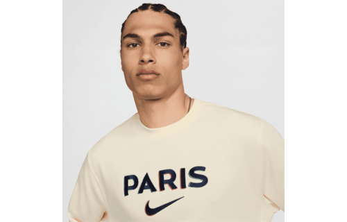 Nike PSG Paris Saint German 2025 - 26 Crewneck Fleece Sweatshirt - Coconut Milk/Midnight Navy