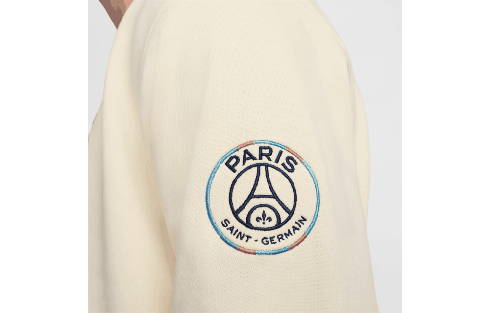 Nike PSG Paris Saint German 2025 - 26 Crewneck Fleece Sweatshirt - Coconut Milk/Midnight Navy