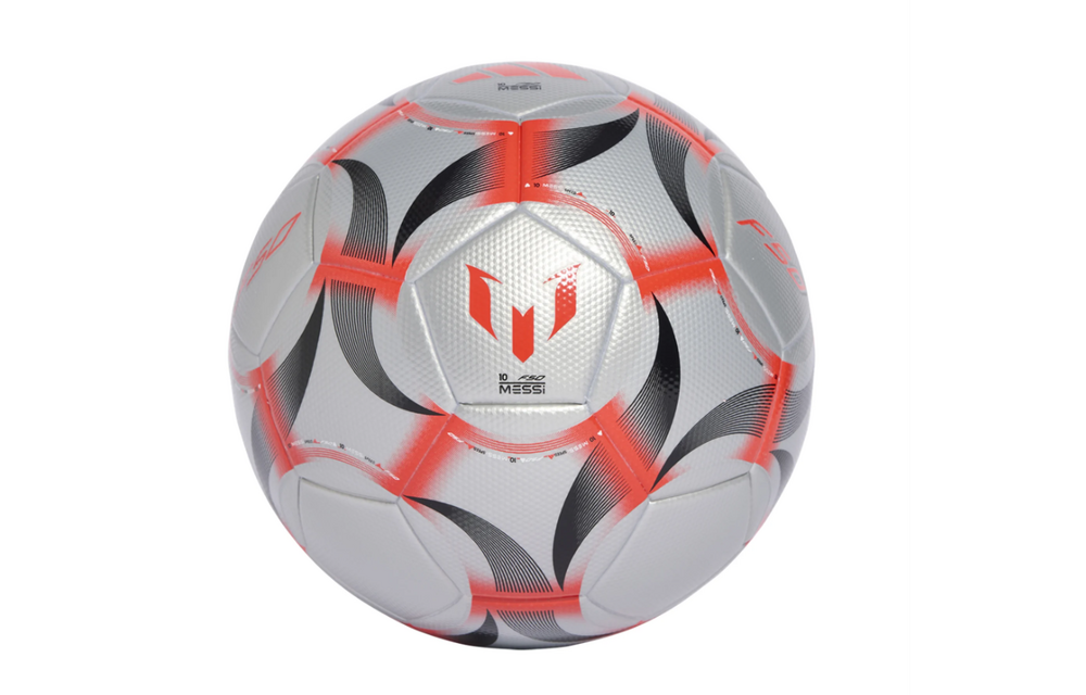 adidas F50 Messi 2025 - 26 Prestig10 League Soccer Ball - Silver Metallic/Lucid Red/Black