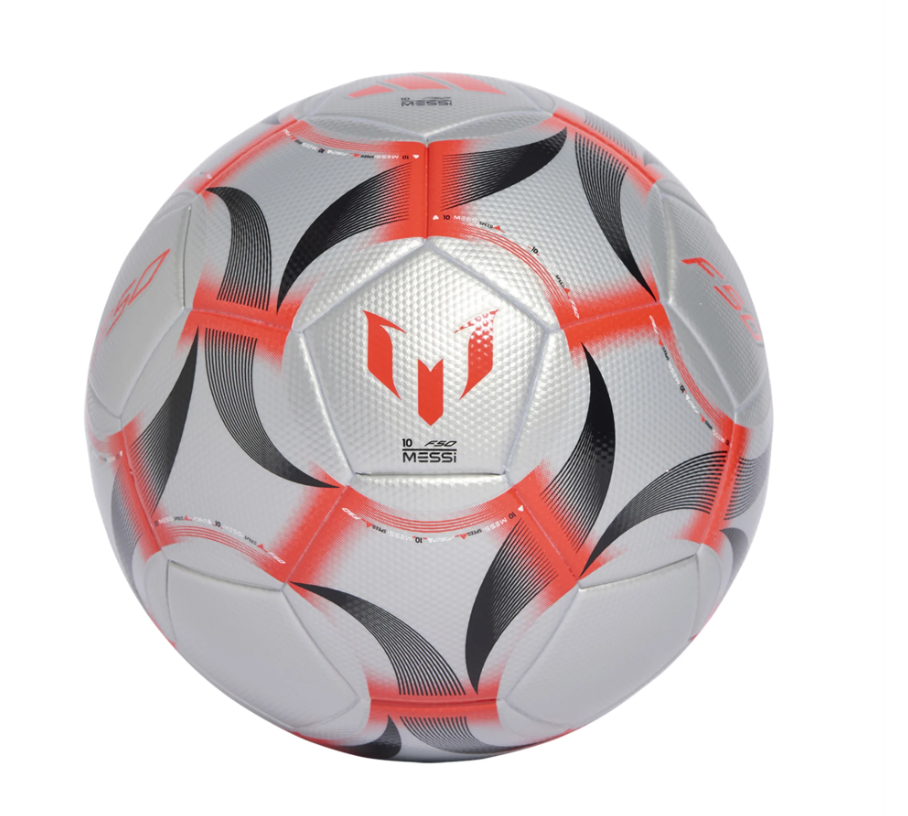 adidas F50 Messi 2025 - 26 Prestig10 League Soccer Ball - Silver Metallic/Lucid Red/Black