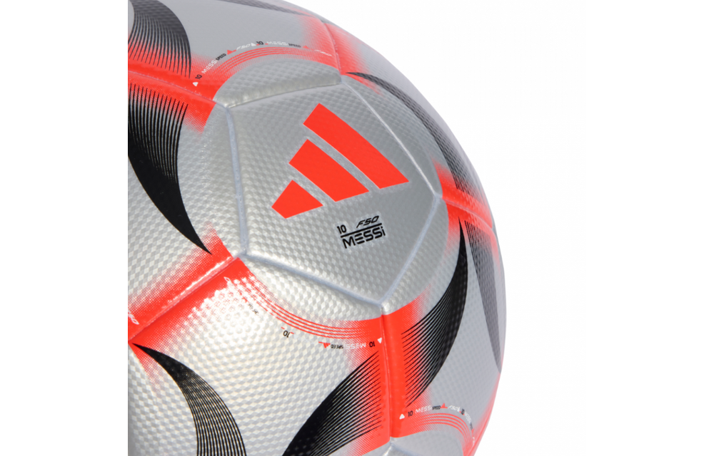 adidas F50 Messi 2025 - 26 Prestig10 League Soccer Ball - Silver Metallic/Lucid Red/Black