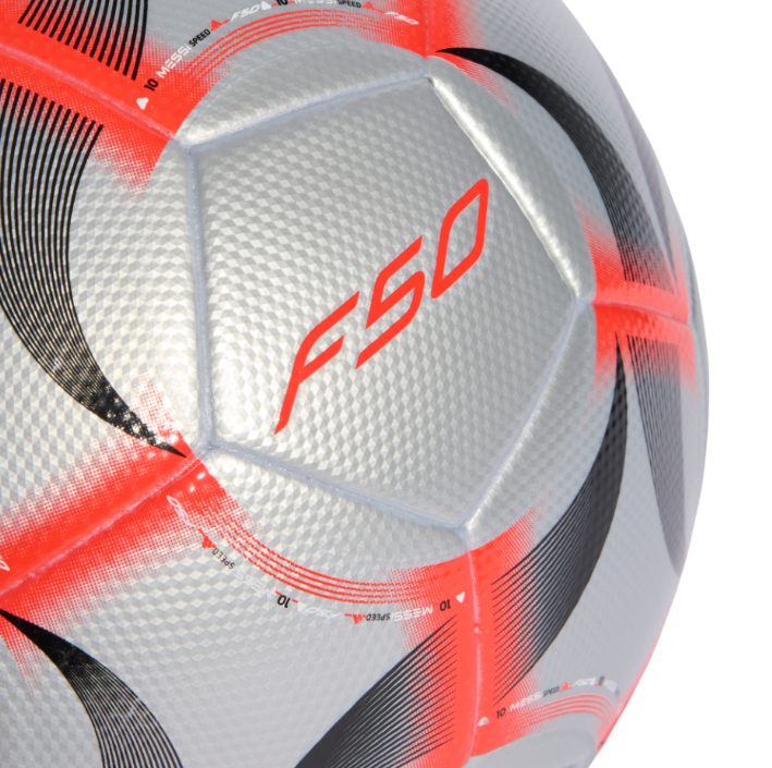 adidas F50 Messi 2025 - 26 Prestig10 League Soccer Ball - Silver Metallic/Lucid Red/Black