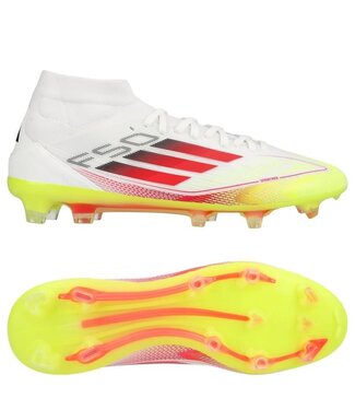 adidas adidas Womens F50 PRO Mid FG Soccer Shoes - Cloud White/Lucid Red/Solar Yellow