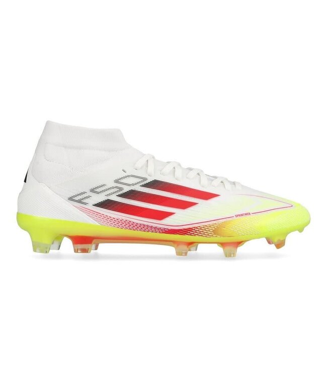 adidas adidas Womens F50 PRO Mid FG Soccer Shoes - Cloud White/Lucid Red/Solar Yellow