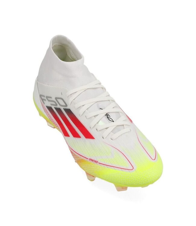 adidas adidas Womens F50 PRO Mid FG Soccer Shoes - Cloud White/Lucid Red/Solar Yellow