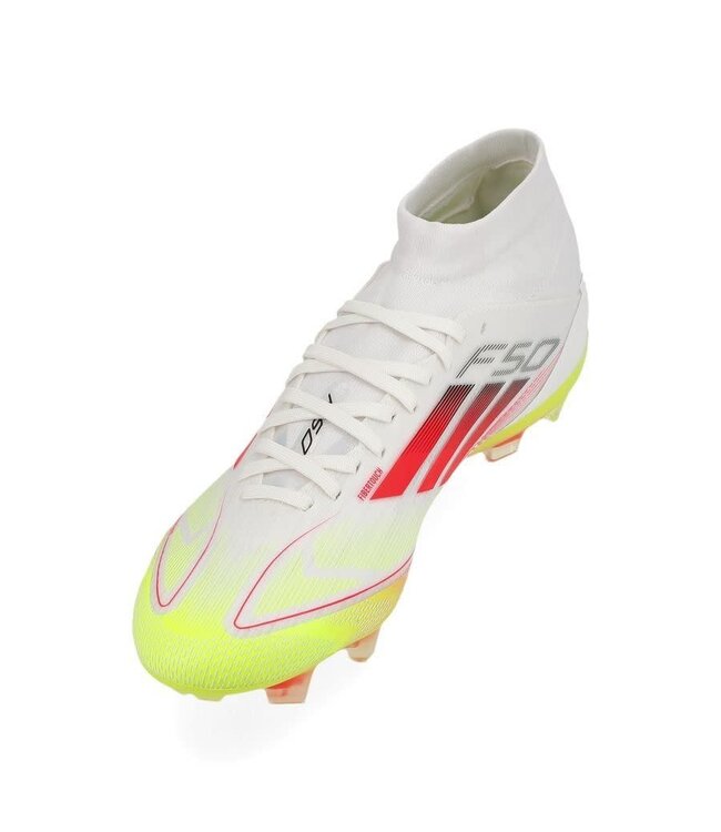 adidas adidas Womens F50 PRO Mid FG Soccer Shoes - Cloud White/Lucid Red/Solar Yellow
