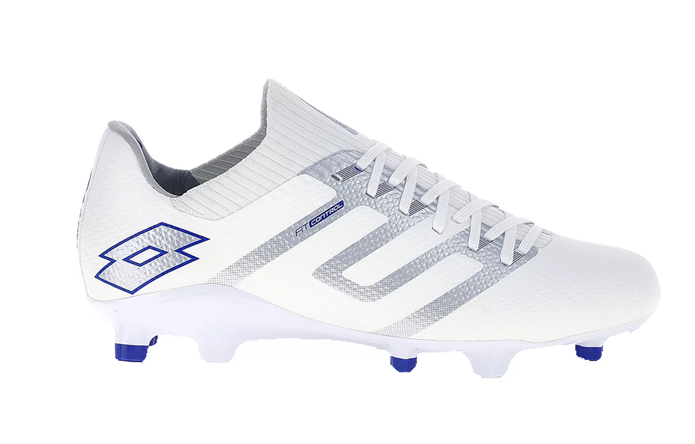 Lotto Maestro 300 VI FG Soccer Shoes - White/Blue/Silver