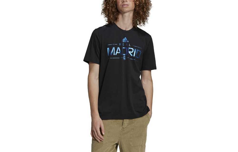adidas Real Madrid 2025 - 26 Graphic Fan Tee Shirt- Black/Metallic Blue