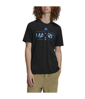 adidas adidas Real Madrid 2025 - 26 Graphic Fan Tee Shirt- Black/Metallic Blue