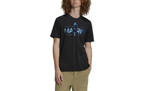 adidas Real Madrid 2025 - 26 Graphic Fan Tee Shirt- Black/Metallic Blue