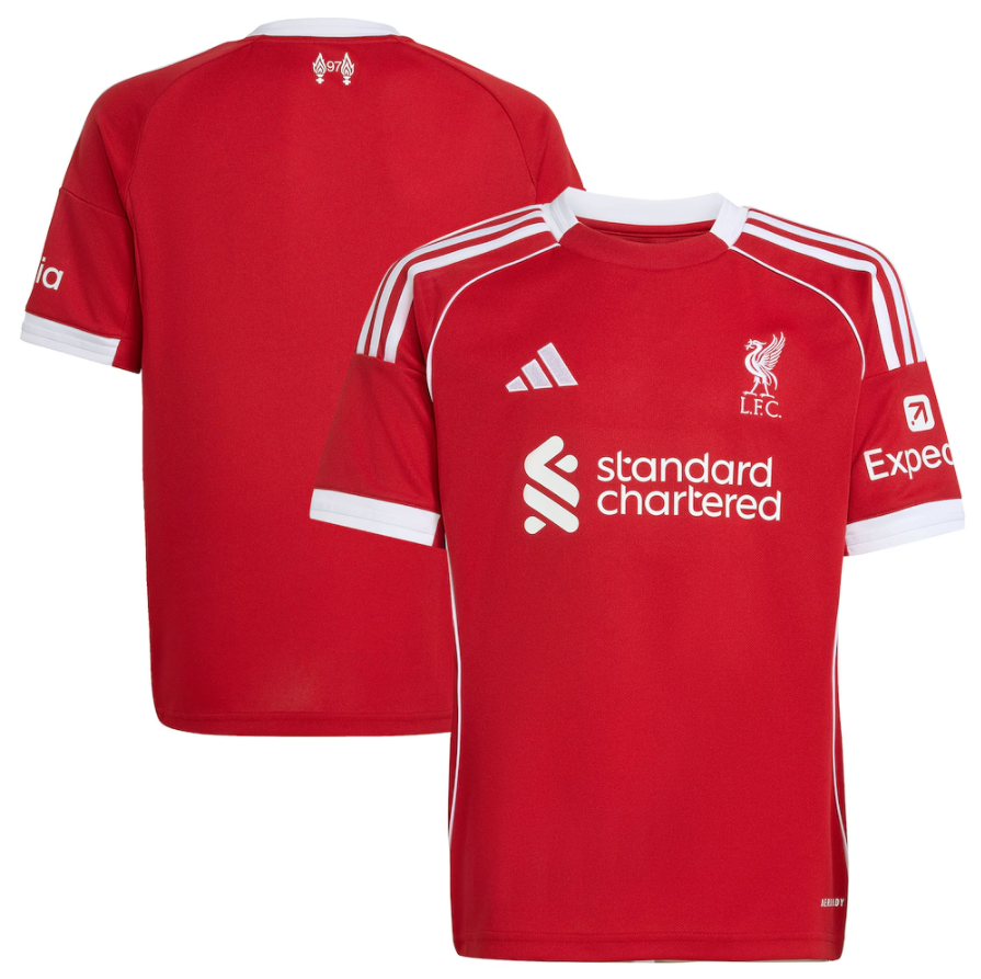 adidas Liverpool FC 2025 - 26 Youth Home Jersey - Strawberry Red