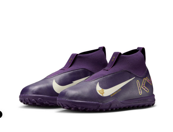 Nike Jr Zoom Mercurial Superfly 10 Academy KM Mbappe TF Turf Shoes - Grand Purple/Pale Ivory