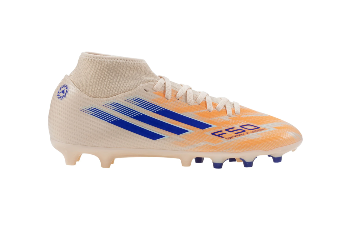 adidas Womens F50 Sparkfusion  Club Mid FG / MG - Bliss Orange/Lucid Blue/Beam Orange