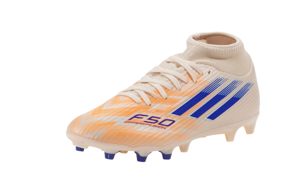adidas Womens F50 Sparkfusion  Club Mid FG / MG - Bliss Orange/Lucid Blue/Beam Orange
