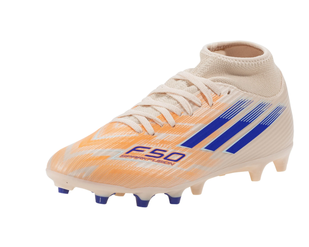 adidas Womens F50 Sparkfusion  Club Mid FG / MG - Bliss Orange/Lucid Blue/Beam Orange