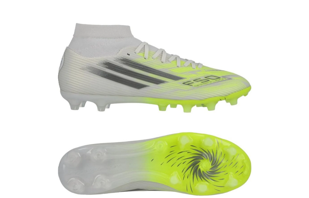 adidas Womens F50 Sparkfusion League Mid FG / MG - White/Iron Metallic/Hi-Res Yellow