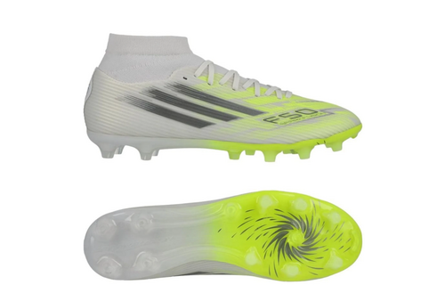 adidas Womens F50 Sparkfusion League Mid FG / MG - White/Iron Metallic/Hi-Res Yellow