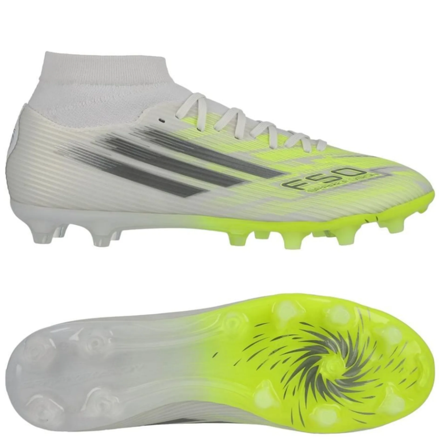 adidas Womens F50 Sparkfusion League Mid FG / MG - White/Iron Metallic/Hi-Res Yellow