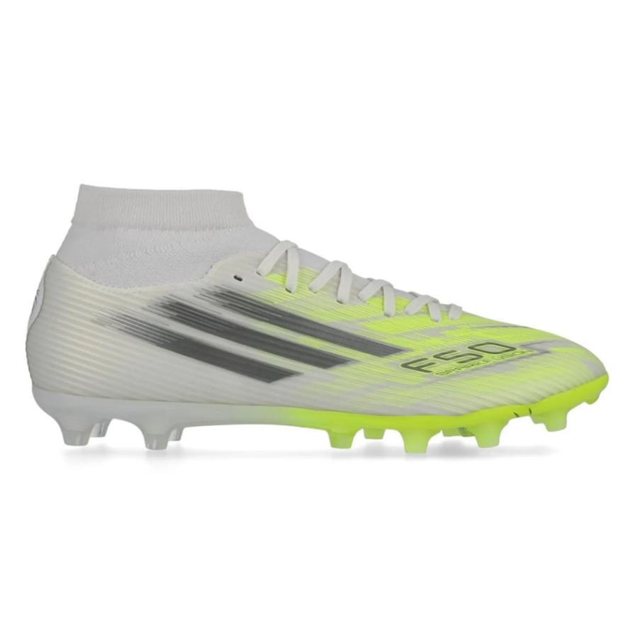 adidas Womens F50 Sparkfusion League Mid FG / MG - White/Iron Metallic/Hi-Res Yellow