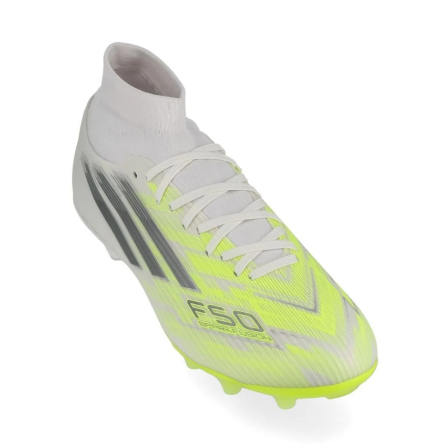 adidas Womens F50 Sparkfusion League Mid FG / MG - White/Iron Metallic/Hi-Res Yellow