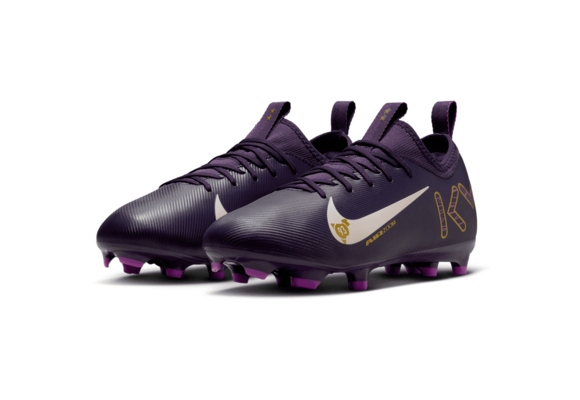 Nike Jr Zoom Mercurial Vapor 16 KM Mbappe Academy FG Cleats - Grand Purple/Pale Ivory
