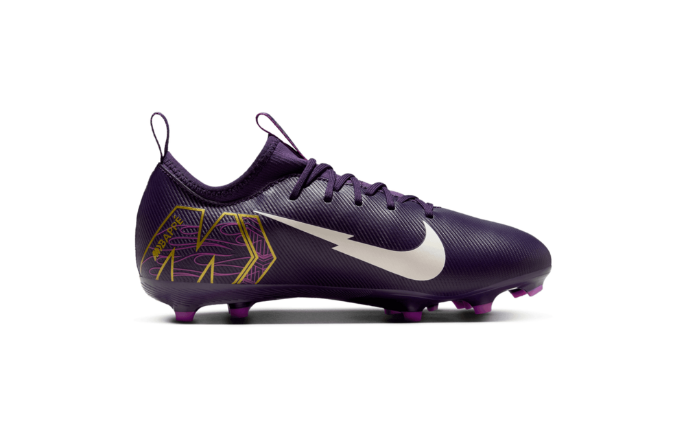 Nike Jr Zoom Mercurial Vapor 16 KM Mbappe Academy FG Cleats - Grand Purple/Pale Ivory