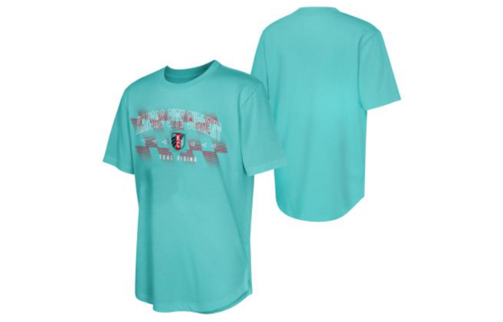 Outerstuff KC Kansas City Current Youth Teal RIsing Graphic Shirt - Teal/Red
