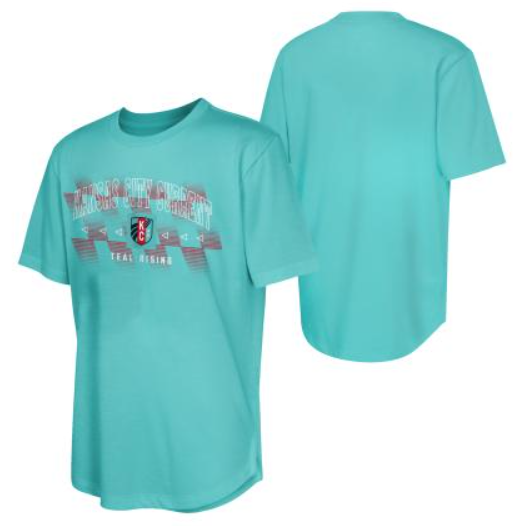 Outerstuff KC Kansas City Current Youth Teal RIsing Graphic Shirt - Teal/Red