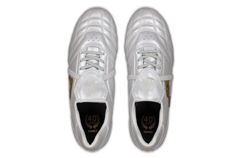 Charly Legendario  PFX Leather LT Folded Tongue FG Soccer Cleats - Silver/Matte Gold