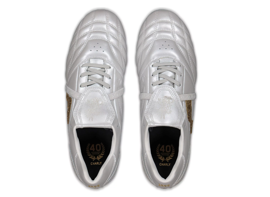 Charly Legendario  PFX Leather LT Folded Tongue FG Soccer Cleats - Silver/Matte Gold