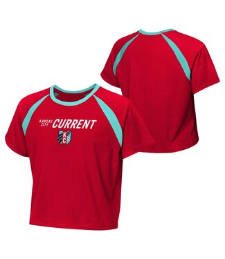 Outerstuff Outerstuff  KC Kansas City Current Womens Crop Top Graphic Shirt  - Red/Teal