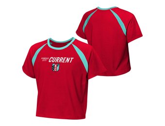 Outerstuff  KC Kansas City Current Womens Crop Top Graphic Shirt  - Red/Teal