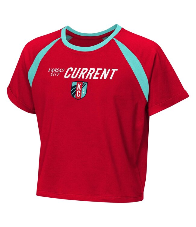 Outerstuff Outerstuff  KC Kansas City Current Womens Crop Top Graphic Shirt  - Red/Teal