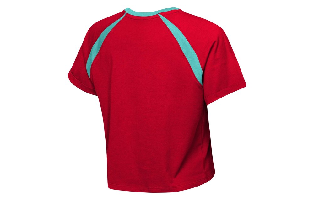 Outerstuff KC Kansas City Current Womens Crop Top Graphic Shirt - Red/Teal