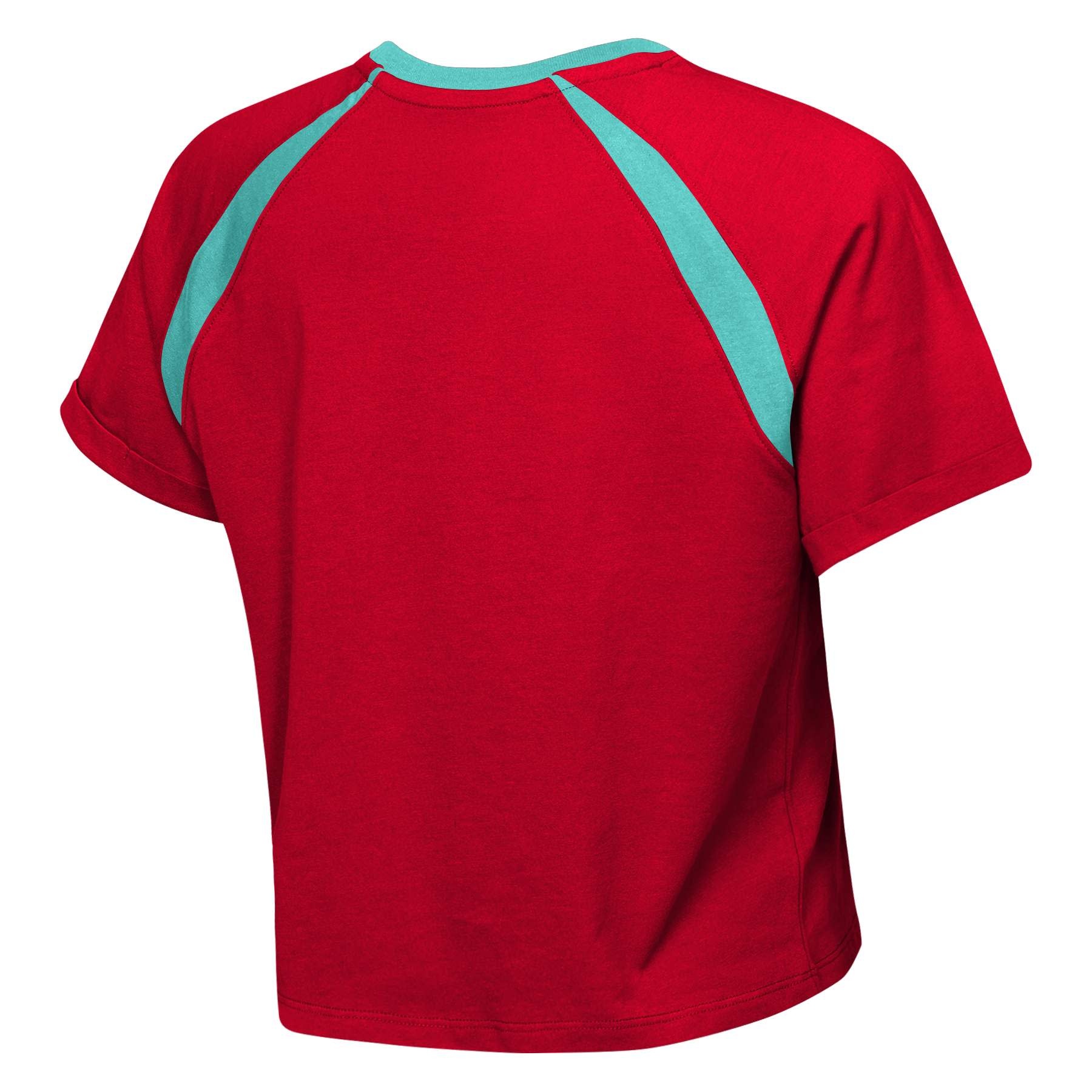 Outerstuff KC Kansas City Current Womens Crop Top Graphic Shirt - Red/Teal