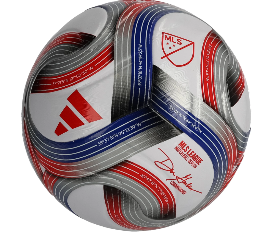 adidas 2026 MLS FIFA Quality NFHS Soccer Ball - White/Royal Blue/Red/Silver Metallic