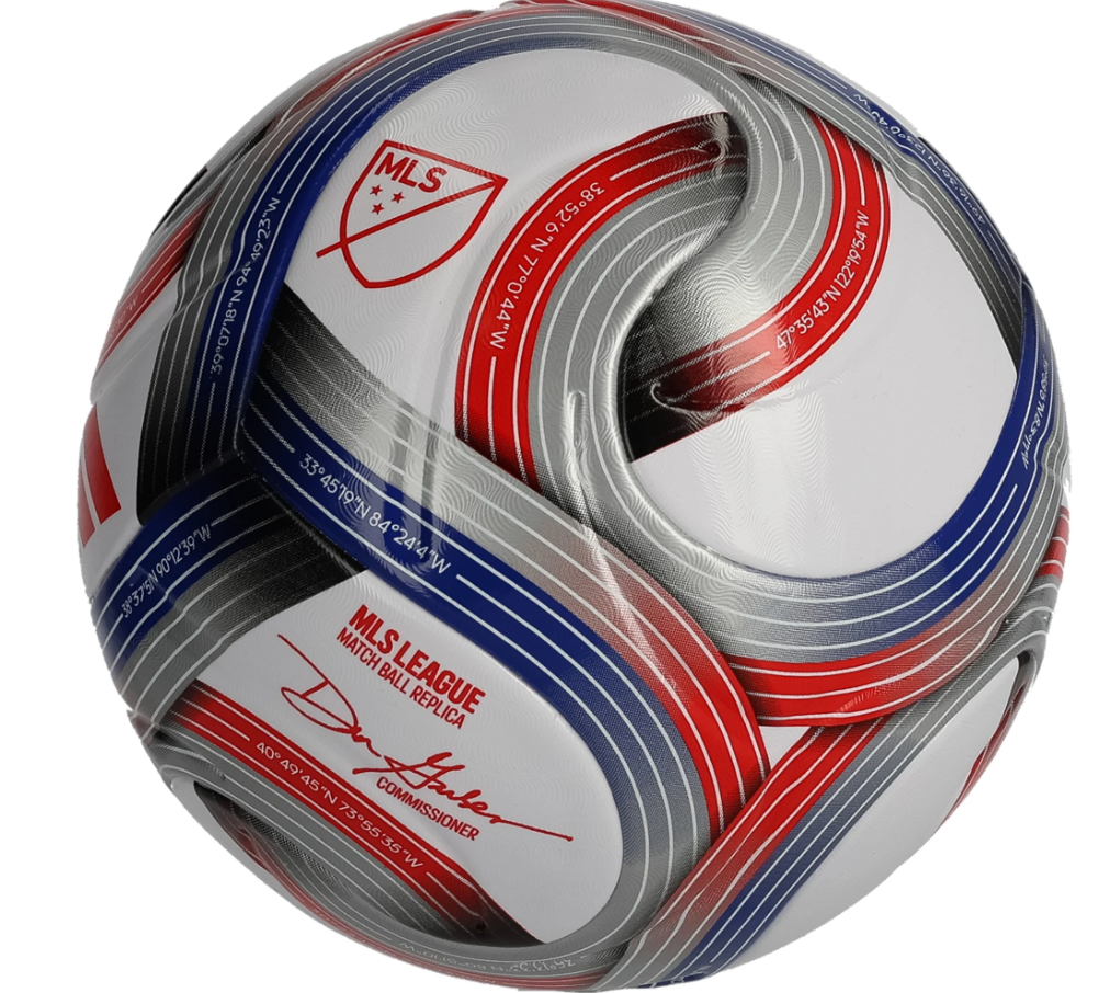 adidas 2026 MLS FIFA Quality NFHS Soccer Ball - White/Royal Blue/Red/Silver Metallic