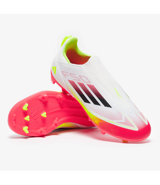 adidas adidas Jr F50 League Laceless FG Soccer Shoes - White/Black/Solar Yellow