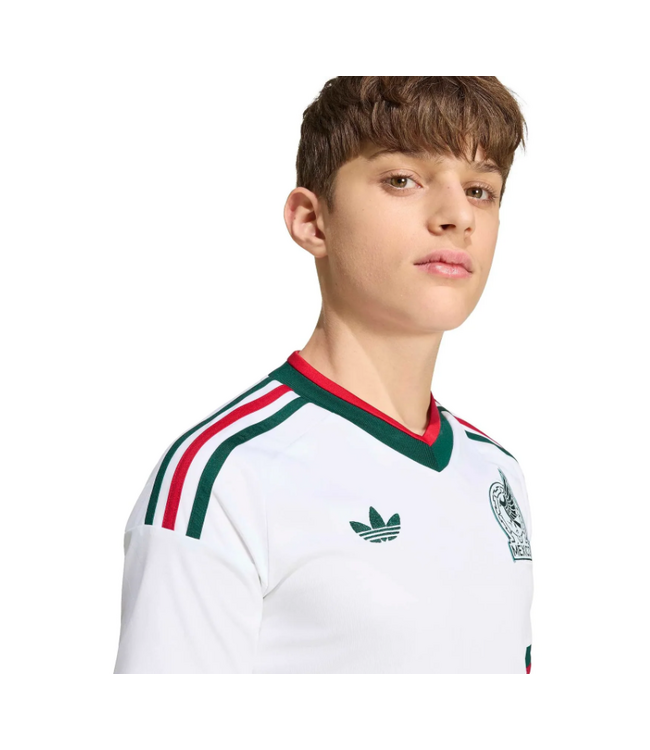 adidas adidas Youth Mexico World Cup 2026 Away Jersey - White/Red/Forest Green