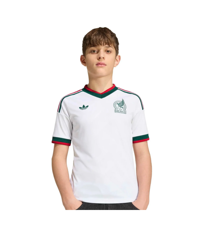 adidas adidas Youth Mexico World Cup 2026 Away Jersey - White/Red/Forest Green