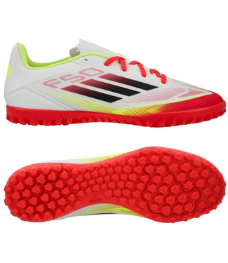 adidas adidas Jr F50 Club TF Turf Soccer Shoes - White/Core Black/Solar Yellow
